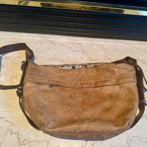 Rough & Tumble Custom Duffel Distressed Fawn and Vintage Brown Straps Sz Medium